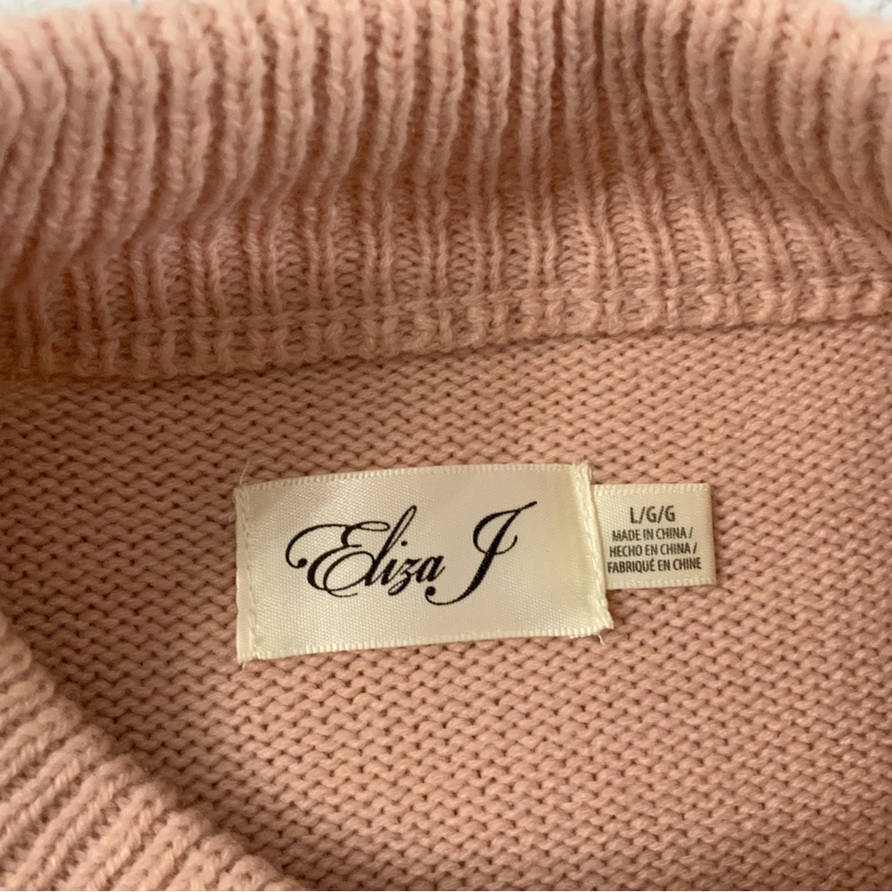 Eliza J Faux Pearl Knit Sweater Dress Size Large Blush Pink Classic Preppy New - Picture 8 of 11